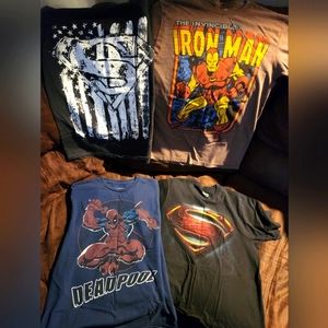 Marvel and Superman shirts